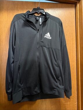 adidas Black Full-Zip Performance Jacket with White Logo